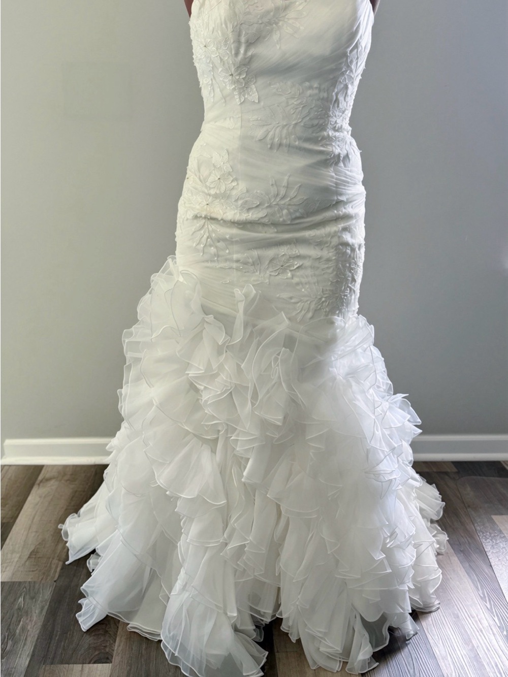 White Ruffled Mermaid Skirt - Women's Bridal A-Line